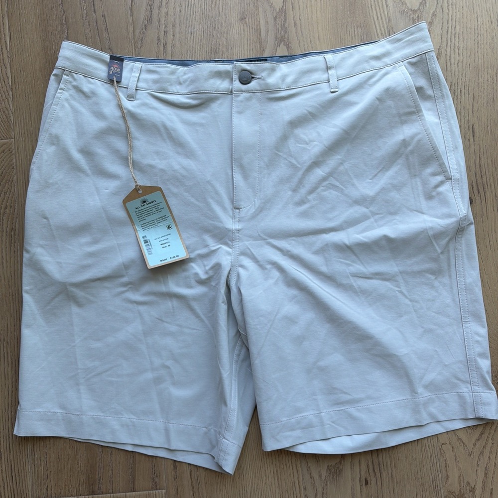 Faherty All Day Shorts Belt Loop 9" Stretch Performance Mens 40 Stone Grey New